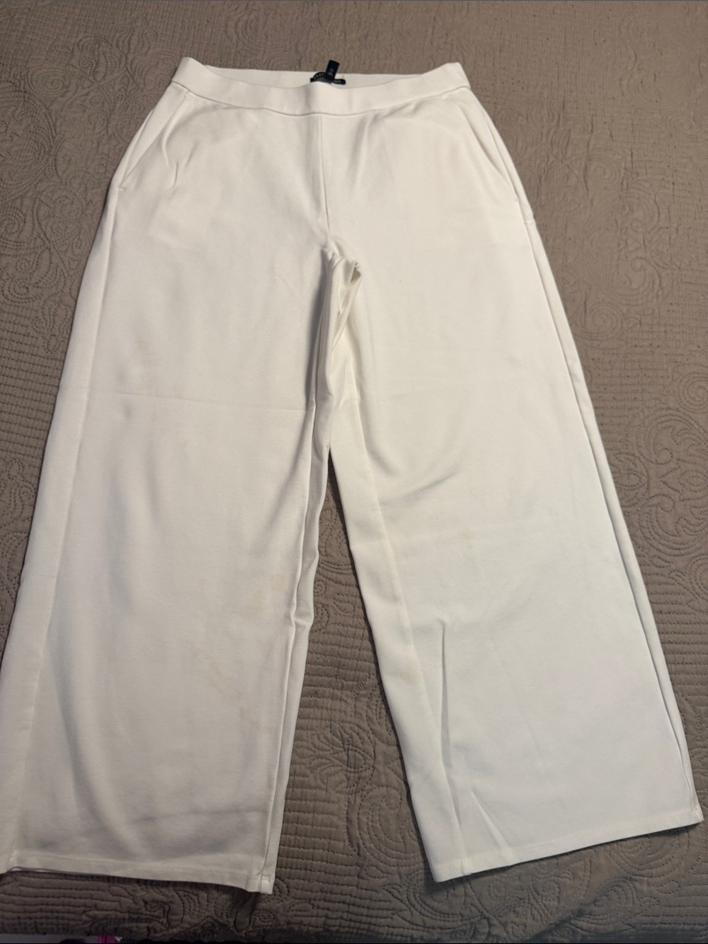 Eileen Fisher Kids Cream Wide-Leg Knit Pants